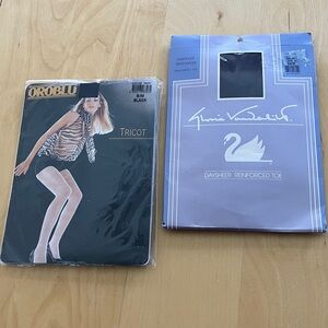 Oroblu‎ Elegant Black Fishnet Hosiery and Vintage Gloria Vanderbilt black Small